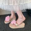 Non-slip vacation beach shoes women's summer wear 2025 summer new fashion platform flip-flops flower slippers women