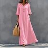 Women's autumn new solid color V-neck dress, fashionable temperament loose pendulum dress