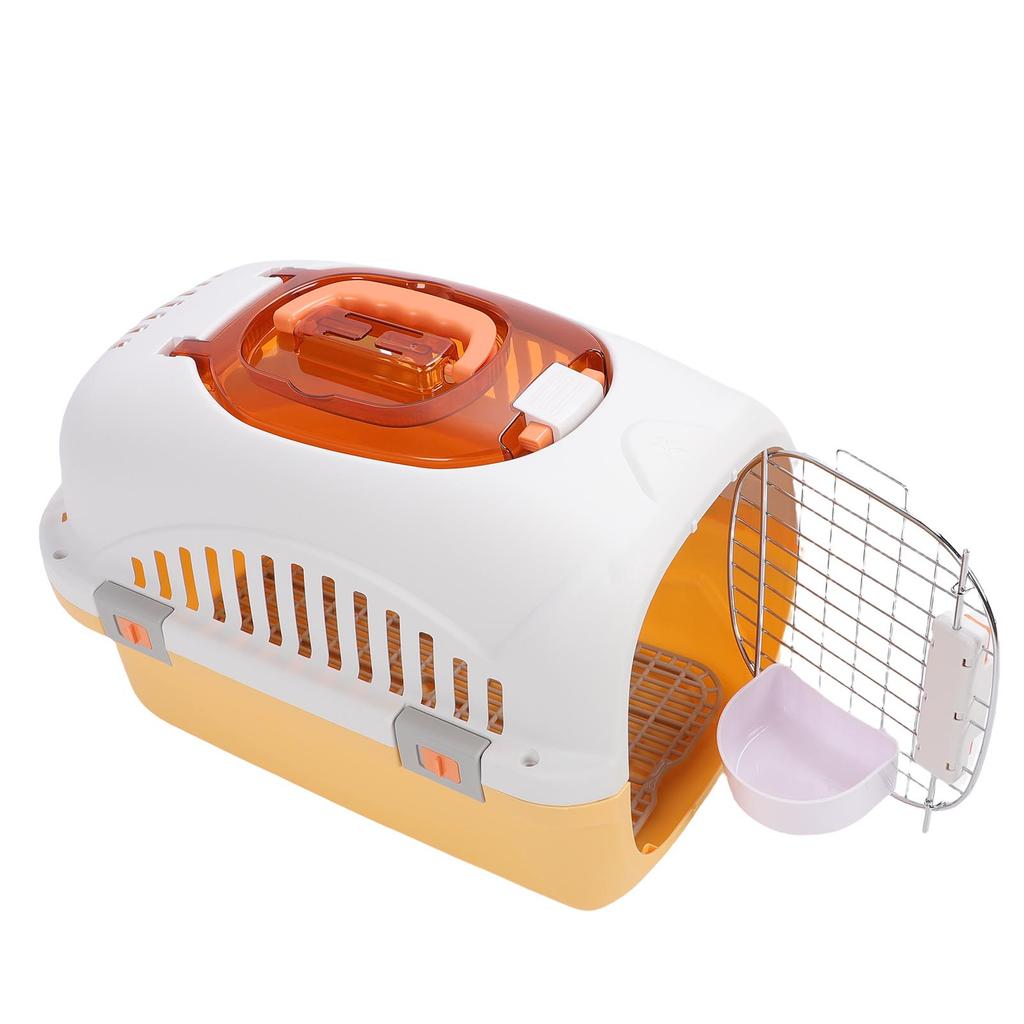 Plastic Pet Kennel Top Window Detachable Travel Dog Crate Cat Carrier with Handle Airline Friendly Yellow