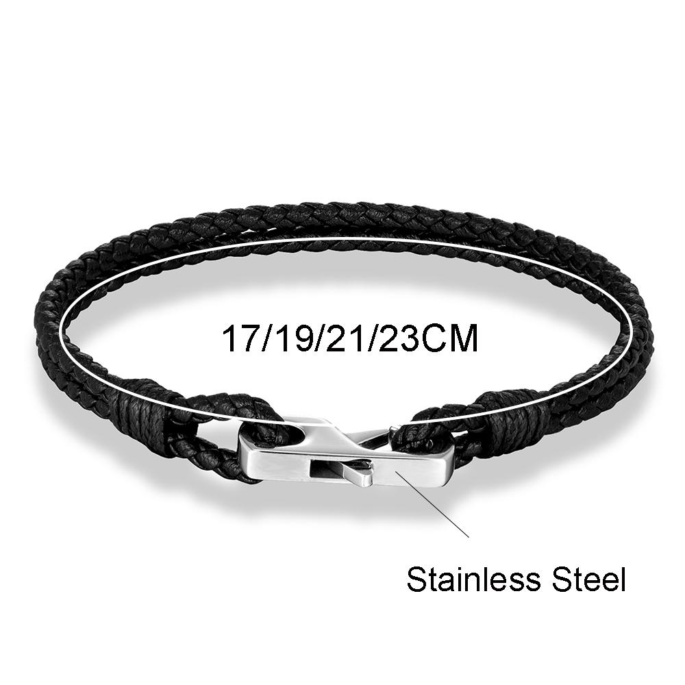 3MM Genuine Leather 316L Square Buckle Bracelet for Men Mature Stable Elegant Design Personalized Perfect Gift for Men