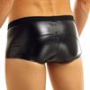 Mens Sexy Leather Lingerie Open Crotch Short Pants For Sex Soft Latex Fetish Boxer Crotchless Leather Underwear Bulge Pouch SexiGood Product