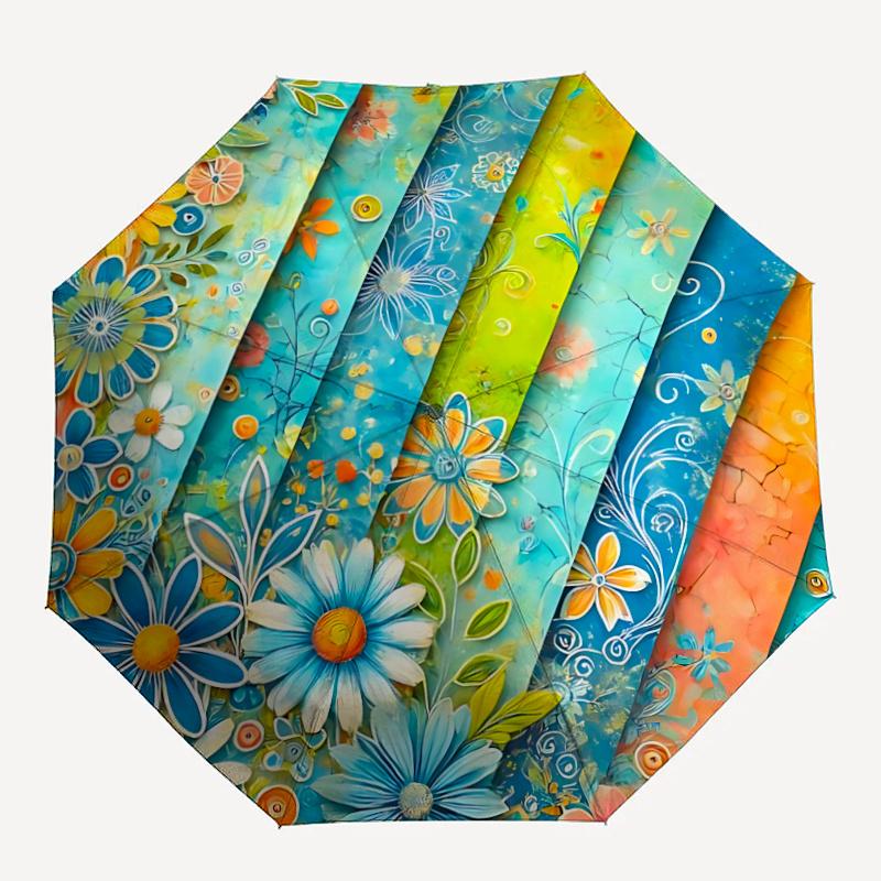 

1pc Floral Patterns Automatic Open/close Umbrella, 8-Rib sturdy structure, Artistic Pattern, Compact Design, Fashion Lovers l041