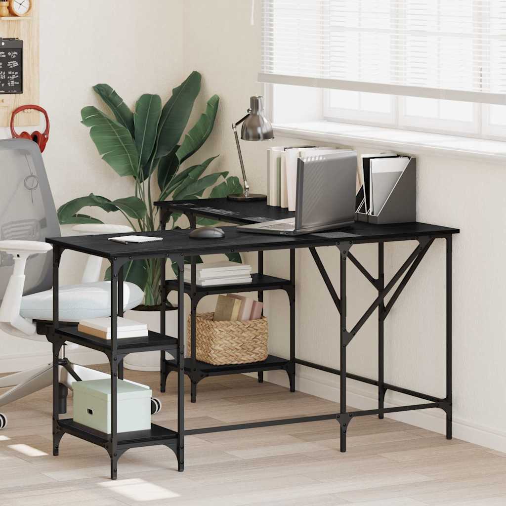 L Shaped Desk Black Oak Effect 139 x 139 x 75 cm