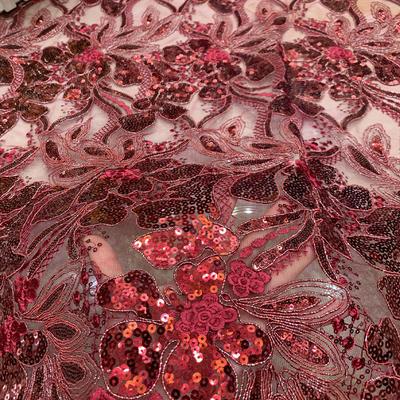 1 Jarda Luksusowa Koronka z Koralikami i Płatkami do Szycia DIY Wesela Imprezy Sukienki Wieczorowe Ślubne Materiał z Francuskiego Tiulu