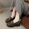 Fashion Doudou shoes with one foot, platform thick heel loafer single shoes for women 2025 new Japanese and Korean version of small leather shoe