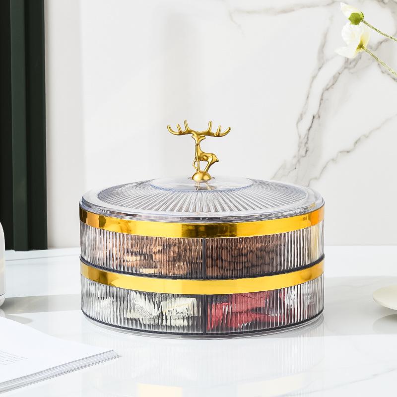 Clear Divided Fruit Plate with Lid: Sealed Storage Box for Living Room or Coffee Table