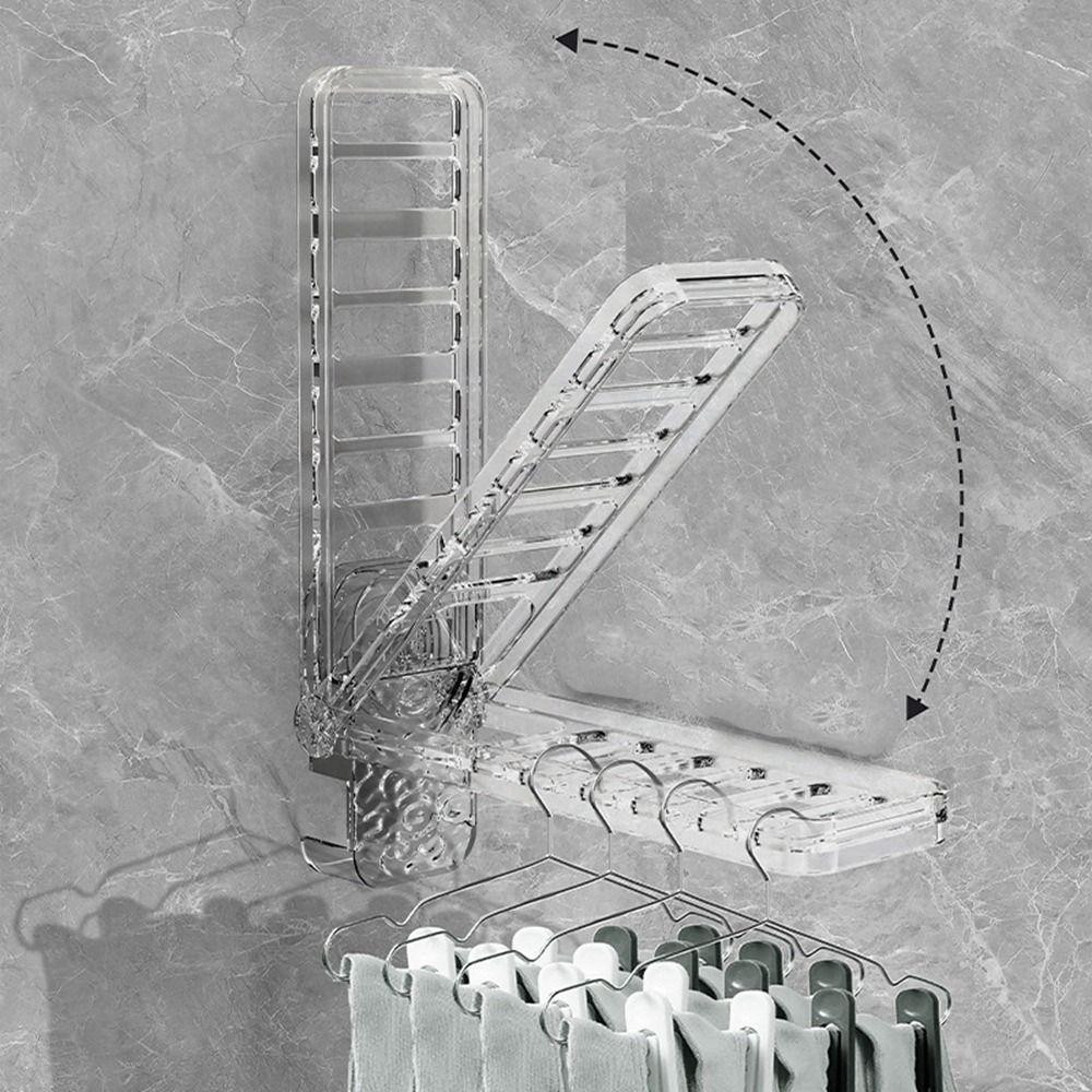 6-hole Suction Cup Clothes Hanger Wall Mounted Laundry Rack Hook Folding Clothes Rack  Balcony