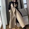 Elegant Women Long Coat Casual Thin Woolen Double Sided Cashmere Matching Color Stylish Outerwear