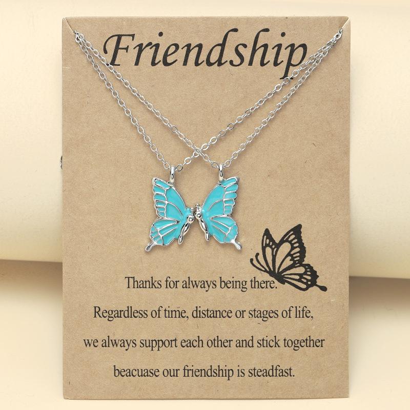 New Colorful Butterfly Collar Chain Friendship Card Good Friend Set Necklace