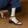 Female Sandal 2025 Women's Ladies Shoes Summer Med High Heels Girls New Beige Medium High-heeled Fashion Clear Comfort Beige