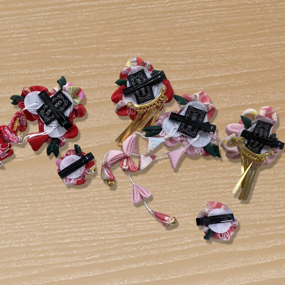 Samcos Hair Ornament Set (3 pieces) for Shichi-Go-San, Coming-of-Age Ceremony, Yukata, Summer Festivals, Fireworks Displays, Cherry Blossom Viewing,