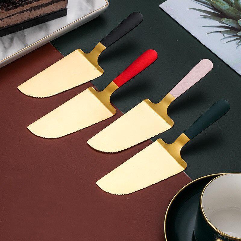 304 Stainless Steel Cake Server Blade Cutter Pie Pizza Shovel Golden Cake Spatula Cheese Shovel Cake Knife Baking Tool