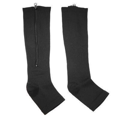 Middle Calf Socks Sports Calf Knee Support Socks with Zipper Design Black SM