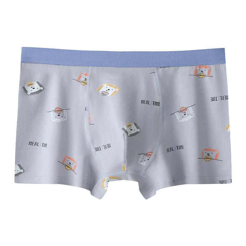 Men's Spring and Summer Thin Cute Printed Cotton Breathable Waist Flat Angle Underwear