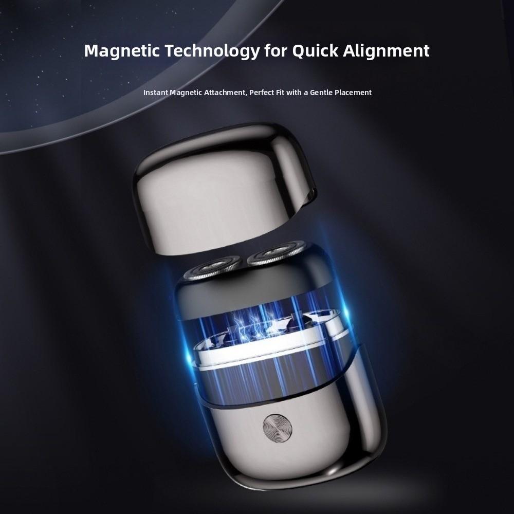Double Head Mini Electric Shaver Magnetic Head Shaving Machine Portable Rotating Razor  Daily Use