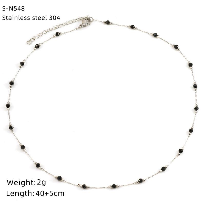 

Stainless Steel Glazed Bead Crystal Necklace Sweet Turquoise Natural Stone Neck Chain Personality Premium Clavicle Chain
