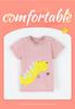 Dinosaur Embroidery Floral Girls' Knitted Cotton T-shirt - European & American Style