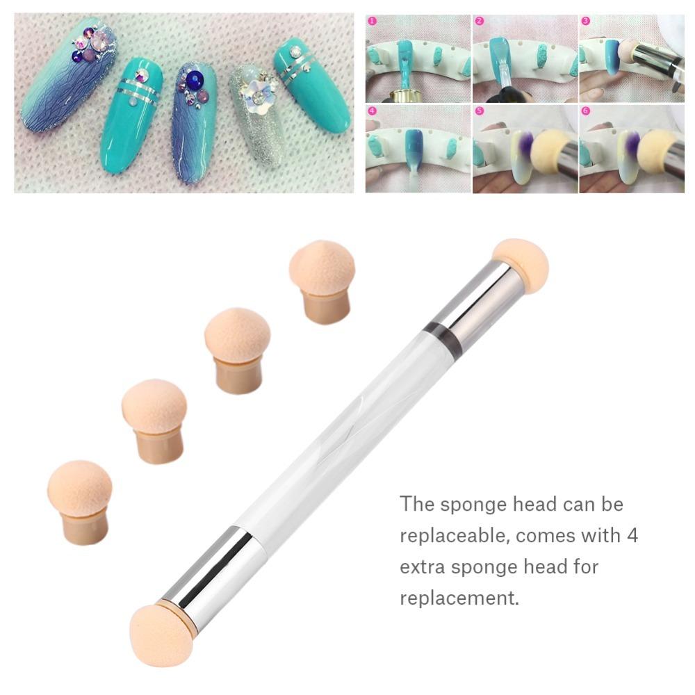 UV Gel Compatible Nail Art Pen Double End Nail Art Sponge Brush Ombre Nail Brush Nail Art Manicure