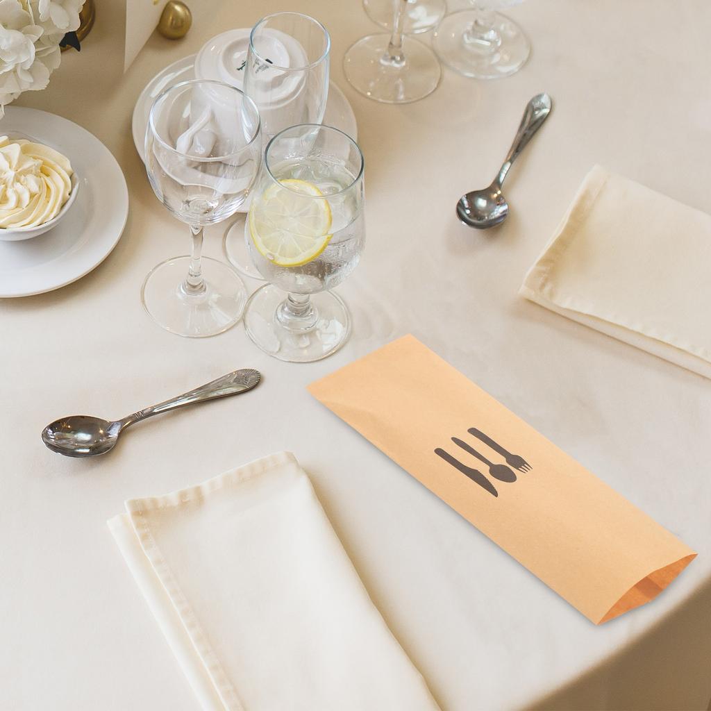 100 Stück Weihnachten Kraftpapier Besteckset Dinnerparty Servietten Geschirrbeutel Aufbewahrungsbeutel