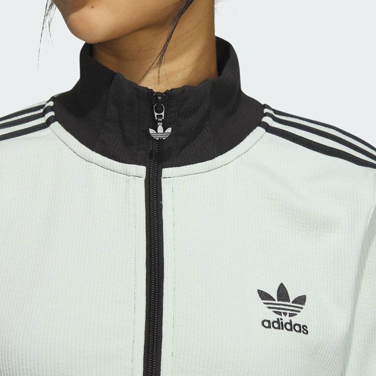 adidas Originals Cropped Jacke Colorblock Retro Sport Stehkragen Jacke Damen Jacke Leinen-Grün IY9460
