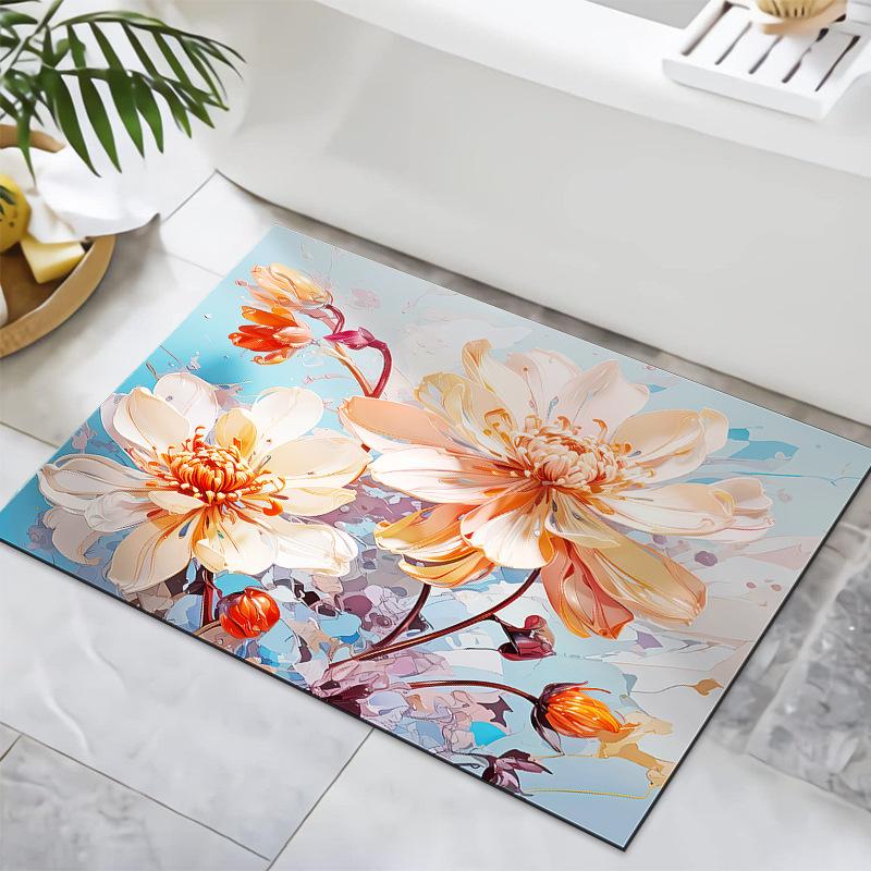 3D Visual Flower Diatom Mud Floor Mat Bathroom Floor Mat Entrance Door Mat Bathroom Absorbent Foot Mat