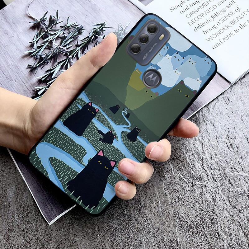 cat art aesthetic Phone Case For Moto G86 G85 G75 G15 G05 G56 G72 G53 G54 G84 G60 G31 G32 G24 G 5G G Play