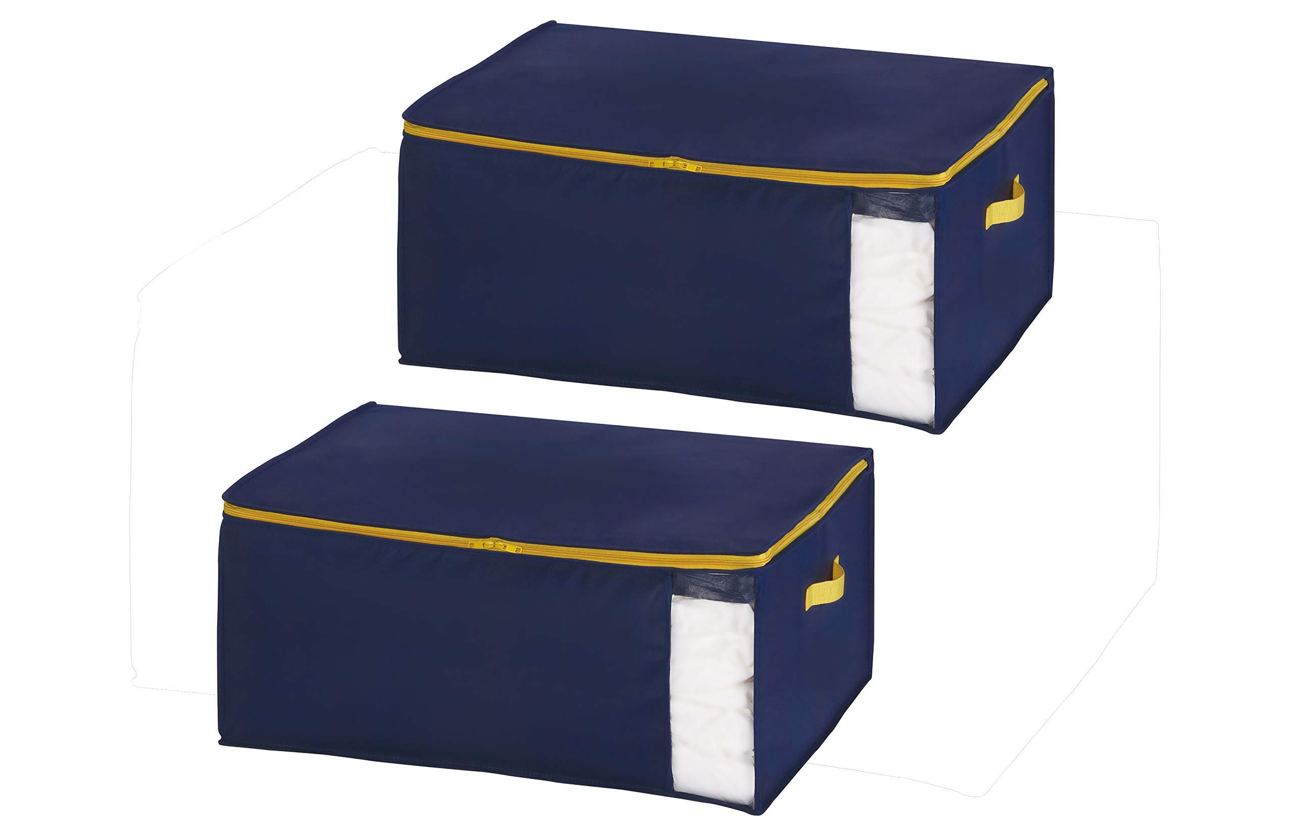 Towa Sangyo Futon Storage, Navy, Medium, Compact and Easy Storage, Alpha Down Comforter, Set of 2