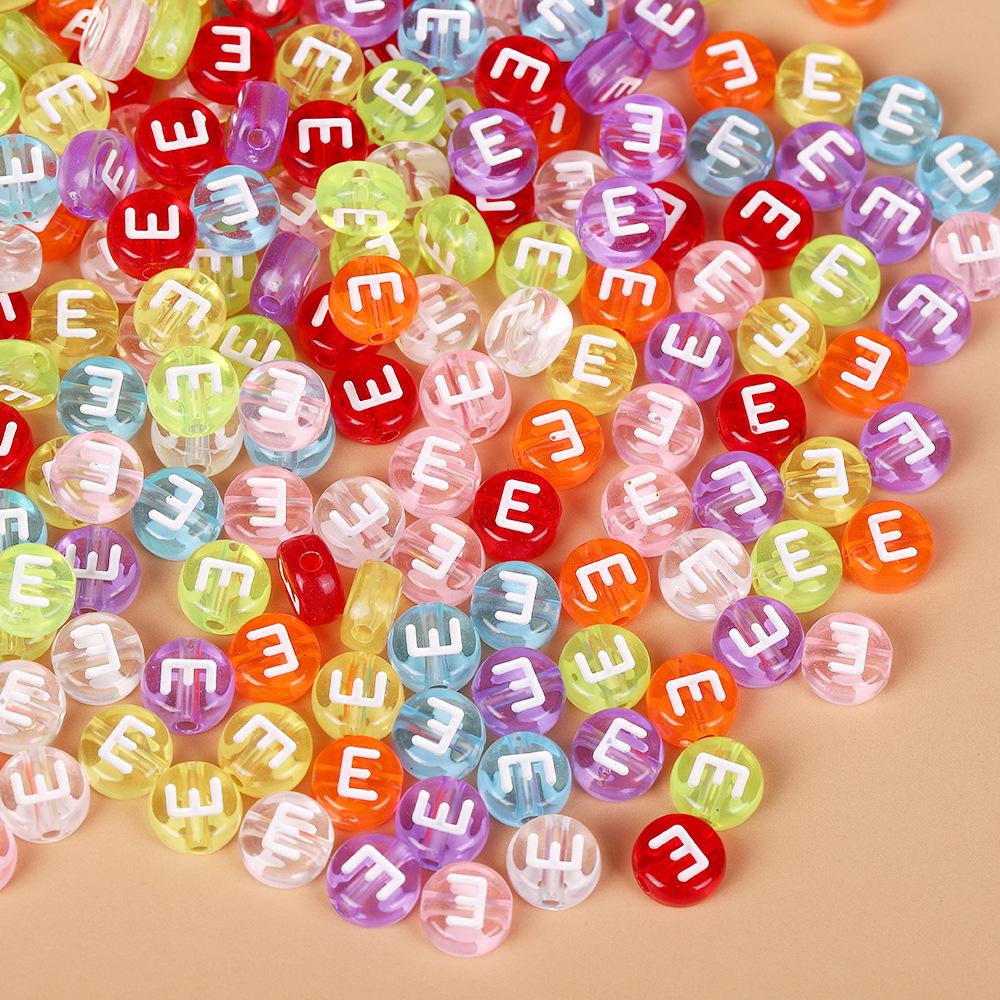 Acrylic Drip Oil Single Letter Flat Beads — Transparent DIY Bracelet Jewelry Accessories for Kids