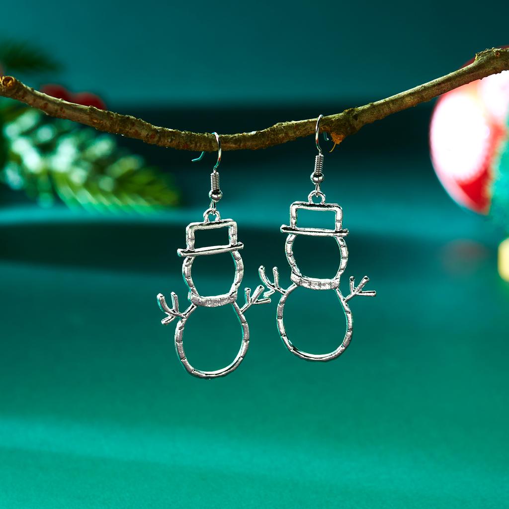 Colorful Crystal Zircon Snowman Dangle Earrings Cute Christmas Tree Snowflake Bow Studs For Women Holiday Party Gifts