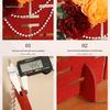 3D Double Happiness Wedding & Engagement Decoration Set: Table & Room Floral Ornaments for Living Room & Bedroom