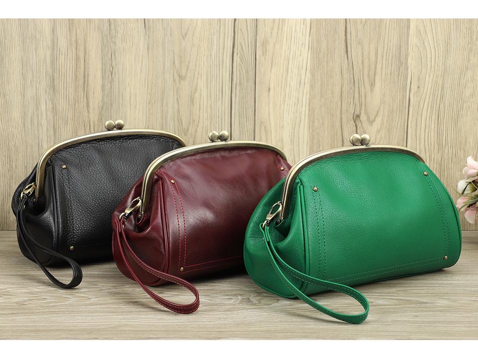 Wrist-Strap Women's Makeup Bag: Cowhide, Double Metal Hinge, Trendy & Fashionable