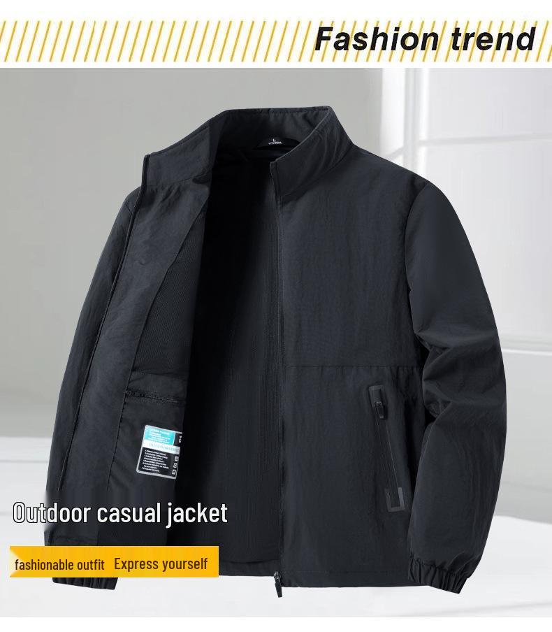 Herren Casual Jacke mit Stehkragen – Frühling/Herbst, Locker, Atmungsaktiv, Modisch für den Weg zur Arbeit