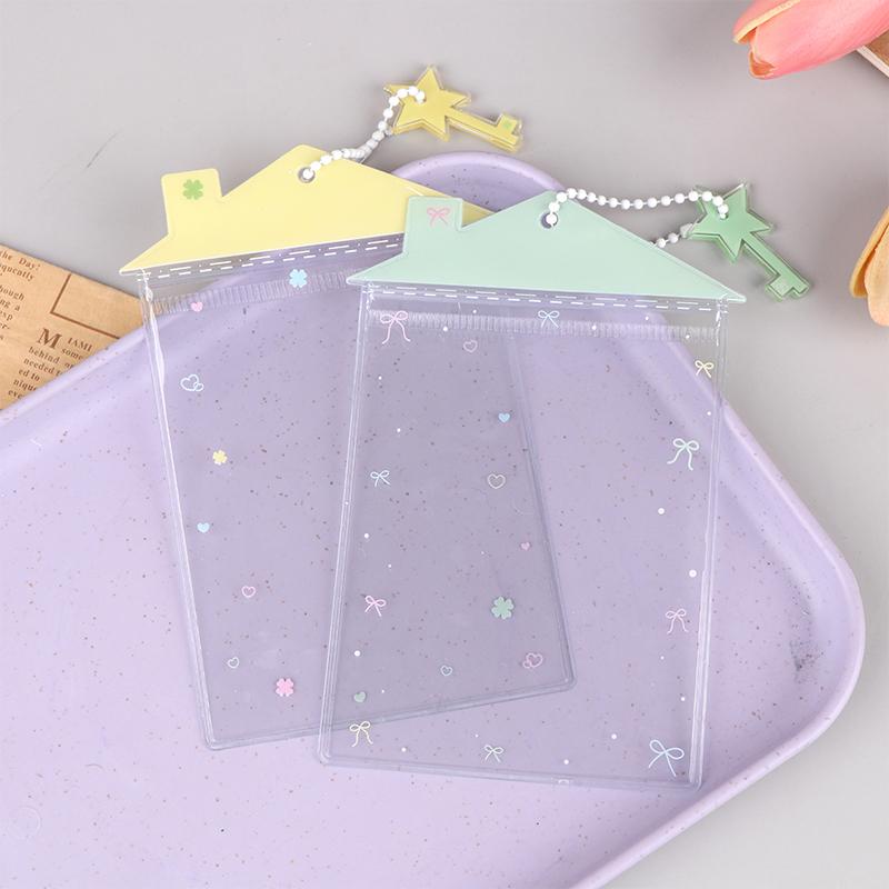 Cute Cartoon Transparent House Card Cover Pvc Clear Photo Holder Badge Id Credit Card Case Student Campus Cards Protector