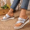 Women’s Buckle Strap Hollow Toe Wedge Slide Sandals