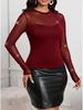 2025 Women's Sexy Slim Fit Shiny Mesh Long Sleeve Top