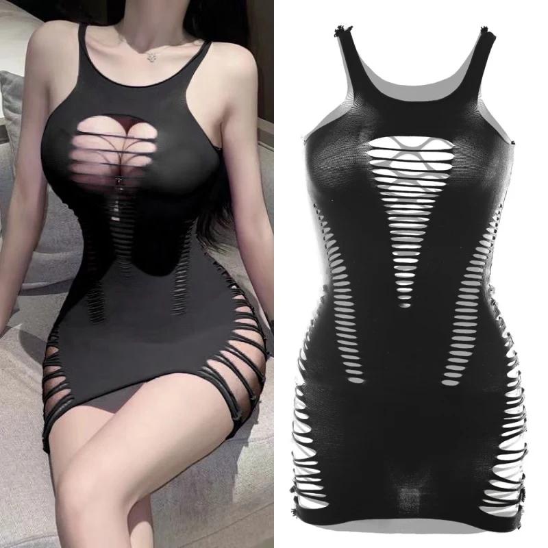 23 Styles Black Fishnet Lenceria Erotica Mujer Sexi Hollow Out Perspective Babydoll Chemise  Summer Beach Bikini Dress