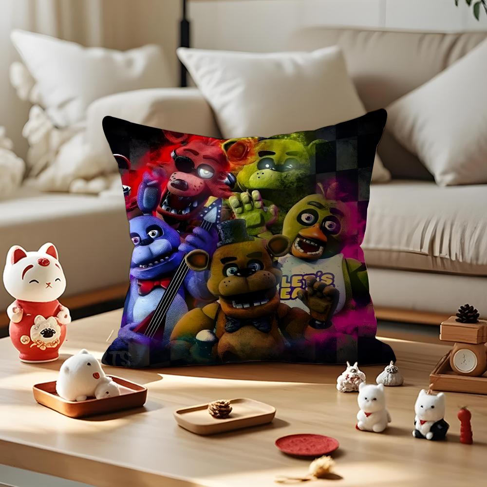 Movie Five N-Nights At F-Freddys2 Cushion Cover Anti-dustmite Pillowcase Invisible Zipper Silky Short Plush Sofa Cushion Cover