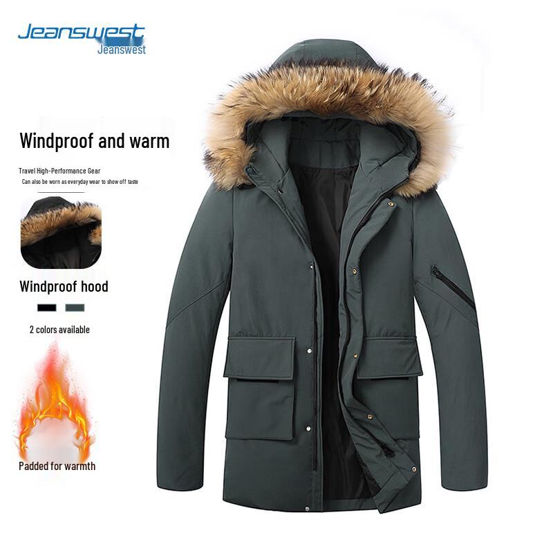 

Мужская парка JEANSWEST средней длины с капюшоном для зимы 3XL