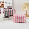 Pvc Striped Cosmetic Bag Makeup Bag With Zipper Waterproof Travel Toiletry Bag Makeup Brush Case 1Pc