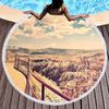 Pretty Country Scenery Print Round Beach Blanket,Polyester Sand Resistant Beach Towel,Absorbent Quick Dry Pool Towel Picnic Mat