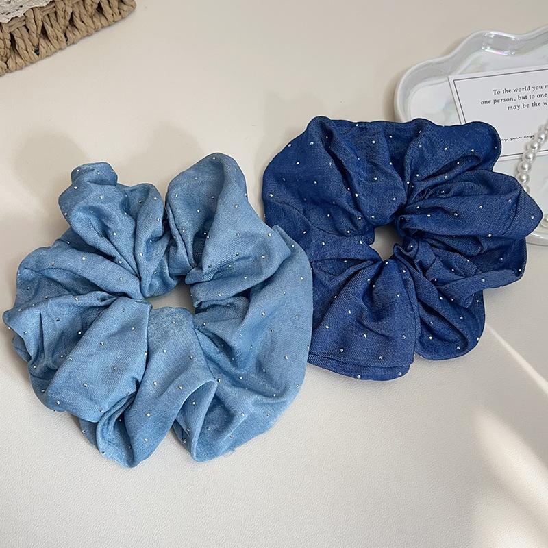 16cm Vintage Retro Denim Blue Scrunchies Women Hair Rope Tie Elastic Hair Band Chic Girls Hairties Hair Accessories