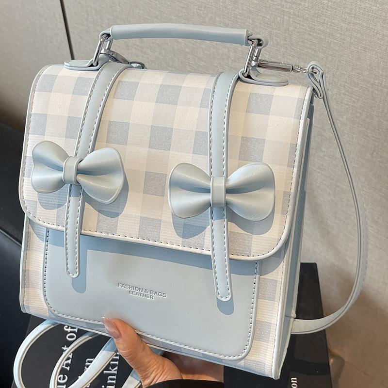 Schoolbag Korean version bow backpack bag women's new foreign style college style girl backpack texture crossbody shoulder bag women