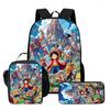 One Piece Anime Backpack 3Pcs Set Cartoon School Backpack Crossbody Bag Pencil Case Student Schoolbag Travel Backpack Gift