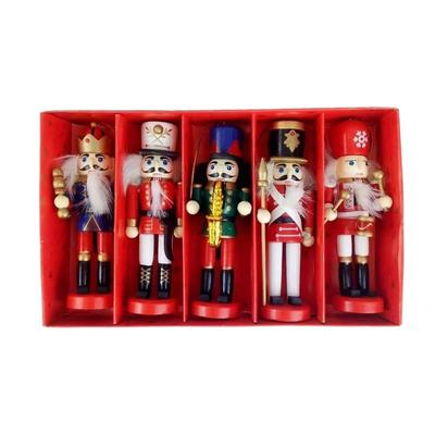 3/4/5Pcs Fashion Figurines Nutcracker Puppet Painted Colorful Soldier Puppet Pendant Creative Nutcracker Doll New Year Gift