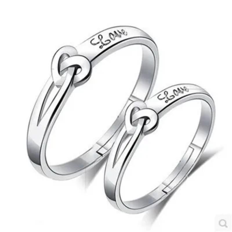 Fashion Exquisite Silver Color Pair Rings for Women Men Adjustable Couple Engagement Wedding Gift Jewelry Accessoires