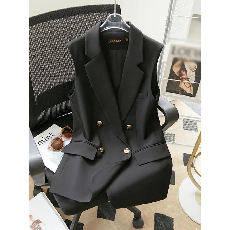 

Women s Double-Breasted Blazer Vest M чёрный