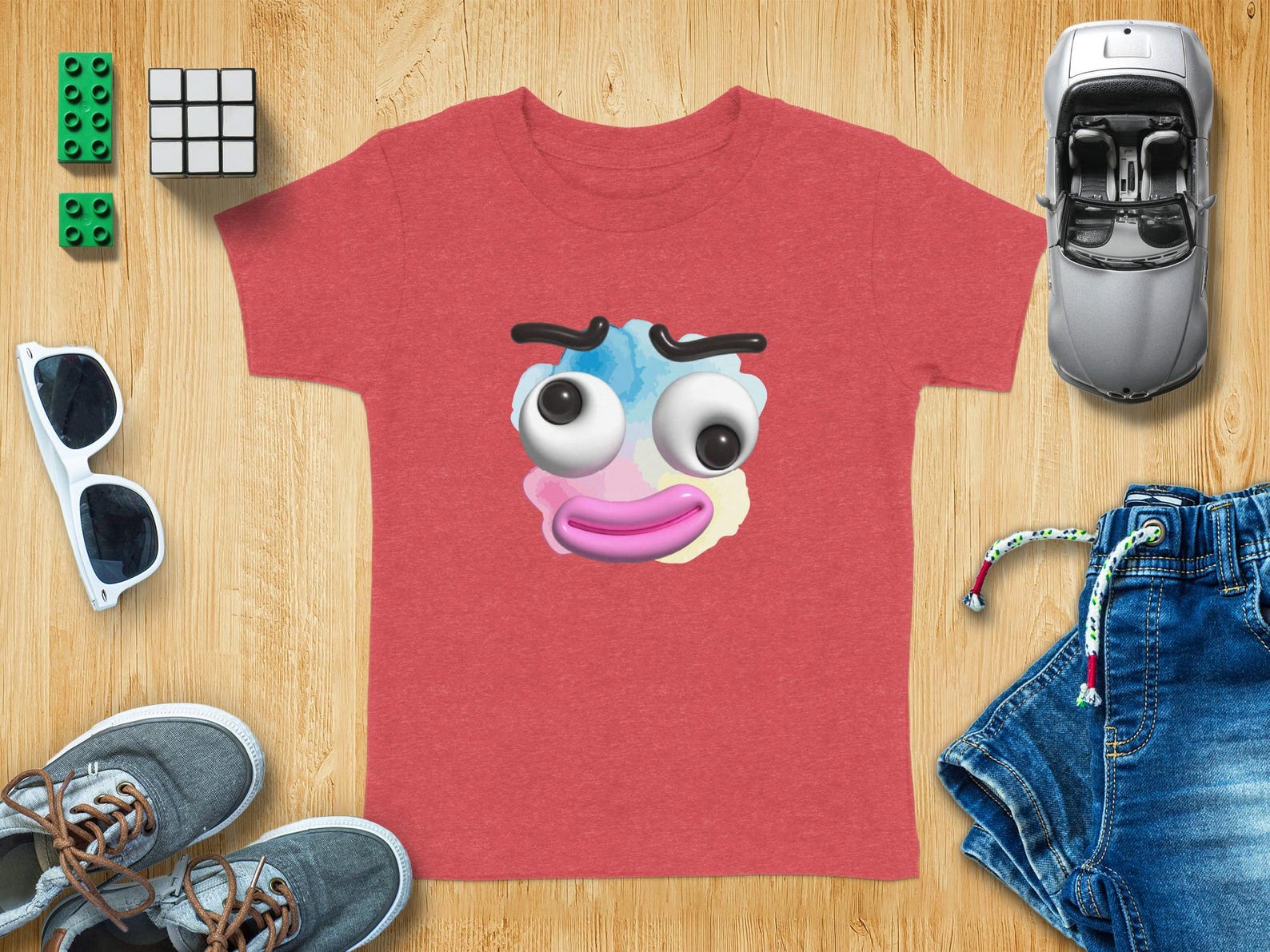 Googly Eyes T-Shirt | Whimsical Funny Face Cartoon Art Youth Top XL