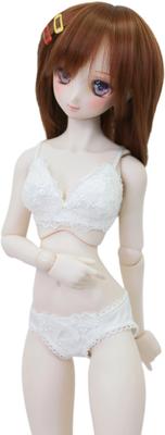 [Petite Marie] 13 DD DDS M Bust Compatible Lingerie Set: Bra and Panties Set, White, Smooth Material, Floral Embroidery, Floral Lace, 60cm Doll, BJD