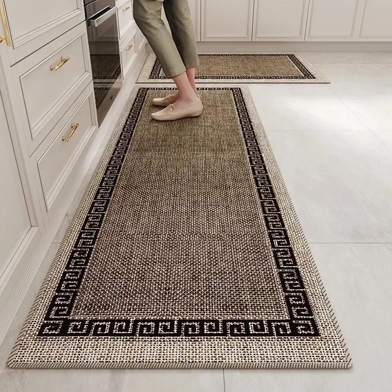 Kitchen Rug Long Strip Solid Color Style Loop Velvet Floor Mat Wear-resistant Non-slip Foot Mats Home Decoration Carpet
