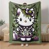 1pc Cartoon Spooky Hello Kitty Blanket, Cartoon Throw for Home Decor, Gift Idea, All Seasons Use, Cozy Bedding Cover, Room Decoration, Living Room, Tr